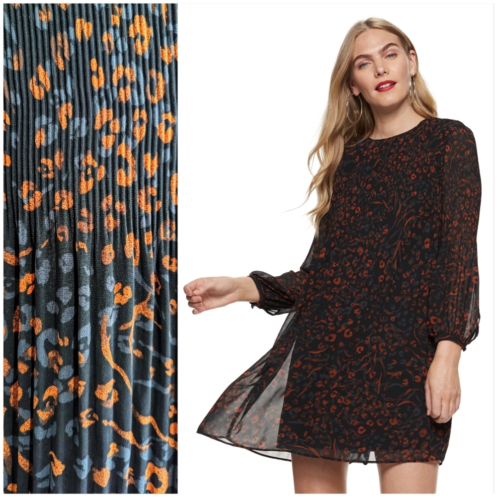 Pleated Shift Dress